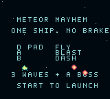 Meteor Mayhem title screen